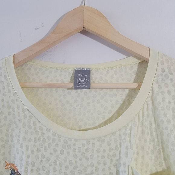 Hering AFRICA Elephant Graphic Tee Sz M Yellow Tan Short Sleeve Sheer Safari - Picture 5 of 10